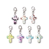 Synthetic Turquoise Cross Pendant Decorations HJEW-JM02568-2