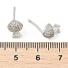 Brass Micro Pave Clear Cubic Zirconia Stud Earrings EJEW-R016-26P-13-5