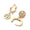 3 Pairs 3 Style Ion Plating(IP) 304 Stainless Steel Tree of Life Dangle Hoop Earrings EJEW-B020-09G-3