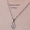 Non-Tarnish 201 Stainless Steel Hamsa Hand with Evil Eye Pendant Necklace NJEW-OY001-18-3