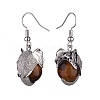 Natural Tiger Eye Elephant Head Dangle Earrings EJEW-A092-07P-04-2