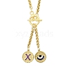 Ion Plating(IP) 304 Stainless Steel Purple Enamel Letter & Eye Pendant Wheat Chain Necklaces STAS-Z102-01G-X-1