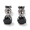 Flat Round 316 Surgical Stainless Steel Pave Black Cubic Zirconia Ear False Plugs for Women Men EJEW-Z050-37AS-1