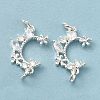 Rack Plating Brass Pave Clear Cubic Zirconia Connector Charms KK-K273-08S-1