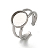 Non-Tarnish 304 Stainless Steel Cuff Ring Settings STAS-E202-02B-P-2