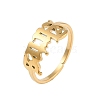 Ion Plating(IP) 304 Stainless Steel Constellation Open Cuff Ring for Women RJEW-C097-01G-07-1