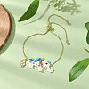 Elephant Glass Seed Beads Link Bracelets BJEW-MZ00067-02-2