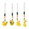 Crafans 4Pcs 4 Style Easter Theme Plastic Hen & Rabbit Pendant Decorations HJEW-CF0001-16A-1