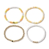 4Pcs Evil Eye & Smiling Face Polymer Clay & Plastic Beaded Stretch Bracelet Sets BJEW-JB10226-4