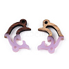 Opaque Resin & Walnut Wood Connector Charms RESI-N039-46G-1