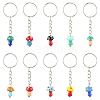 10Pcs Lampwork Mushroom Pendant Keychain KEYC-FS00021-3