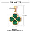 304 Stainless Steel Pave Green Cubic Zirconia Pendants CU-OY001-33G-01-2