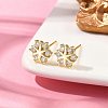 Flower Brass Micro Pave Clear Cubic Zirconin Stud Earrings EJEW-D318-10G-3