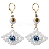 Glass Seed Bead Evil Eye Hoop Earrings EJEW-MZ00272-3