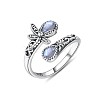 Teardrop & Dragonfly Bohemian Style Zinc Alloy with Natural Moonstone Cuff Rings for Women FS-WGB4FBF-01-5