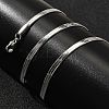 Anti-Tarnish 3mm Titanium Steel Flat Snake Chain Necklaces for Men Women NJEW-G160-03P-2