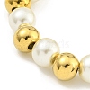 304 Stainless Steel & 201 Stainless Steel & Plastic Pearl Round Beaded Bracelets for Women BJEW-G717-01B-G-2