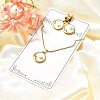 304 Stainless Steel Enamel & Rhinestone Pendant Necklaces & Hoop Earring Set for Women SJEW-C007-02G-02-1