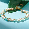 Natural Flower Amazonite & Pearl Beads Double Layered Bracelet X1-BJEW-TA00025-04-6