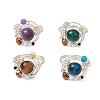 Planet Natural Amethyst & Tiger Eye & Citrine & Apatite & Green Aventurine Finger Rings RJEW-TA00165-2