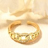 Rack Plating Brass Micro Pave Cubic Zirconia Cuff Finger Rings for Women RJEW-C117-01A-G-2