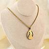 304 Stainless Steel Virgin Mary Pendant Wheat Chain Necklaces for Men NJEW-S387-09G-03-2