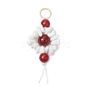 Flower Natural Carnelian & Glass Beaded Pendant Decorations HJEW-JM02387-01-1