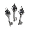 Key Brass Natural Black Agate Big Pendants KK-D361-01AS-20-1