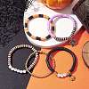 5Pcs Halloween Handmade Polymer Clay & Acrylic Beaded Stretch Bracelets Kit BJEW-TA00480-5