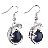 Natural Dyed Lapis Lazuli Chameleon Dangle Earrings with Crystal Rhinestone EJEW-A092-10P-01-3