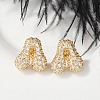 Brass Micro Pave Clear Cubic Zirconia Stud Earrings EJEW-Z091-04G-6