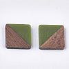 Resin & Walnut Wood Cabochons RESI-S358-A-90C-2