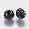 Brass Micro Pave Cubic Zirconia Beads ZIRC-G132-14B-2