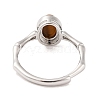 Oval Natural Tiger Eye Adjustable Rings RJEW-Q817-04P-13-3