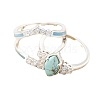 3Pcs Horse Eye Alloy & Crystal Rhinestone & Synthetic Turquoise Finger Rings FS-WG40CFA-10-4