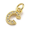 Initial Letter Brass with Cubic Zirconia Charms KK-Q814-26C-G-2