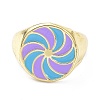 Pinwheel Pattern Alloy Enamel Finger Rings RJEW-Z008-15LG-B-3