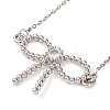 Brass Clear Cubic Zirconia Bowknot Pendant Necklaces NJEW-F326-03P-1