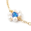 Shell Pearl & Acrylic Beads Flower Link Bracelets X1-BJEW-TA00003-03-4