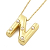 Brass & Plastic Pearl Letter Pendant Box Chain Necklaces for Women NJEW-U017-01G-14-2