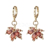 Maple Leaf Brass Micro Pave Cubic Zirconia Leverback Earrings EJEW-JE06916-01-3