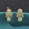 Rectangle with Flat Round Brass Micro Pave Clear Cubic Zirconia Stud Earrings EJEW-G452-12G-1