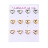 Ion Plating(IP) 304 Stainless Steel Heart Stud Earrings EJEW-C099-13M-02-1