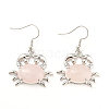 Natural Rose Quartz Crab Dangle Earrings G-Z033-13P-02-1