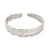 Non-Tarnish 304 Stainless Steel Feather Cuff Bangles BJEW-G694-01P-2