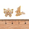 Butterfly Brass Micro Pave Cubic Zirconia Stud Earrings EJEW-B131-07G-02-5