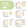 5 Pair 5 Style Brass Micro Pave Clear Cubic Zirconia Hoop Earring Findings KK-TA0001-17-11