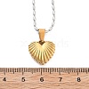 304 Stainless Steel Grooved Heart Pendant Necklaces for Women NJEW-S439-03B-GP-5