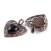 Natural Obsidian Peach Love Heart Pendants G-G158-01-13-2