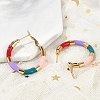 PVD Vacuum Plating 201 Stainless Steel Enamel Hoop Earrings for Women EJEW-B016-33E-3